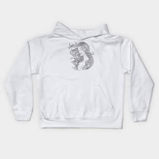 Dark mermaid lines Kids Hoodie